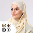 Axooms 4 Pairs Magnetic Hijab Pins, Strong Multipurpose No-Needle Magnetic Hijab Pins, Colorful Magnetic Scarf Pin No Snag, Magnetic Clothing Clasp for Women's Dresses and Scarves (Gold Plated)