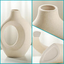 Lvases 2-Piece Hollow Ceramic Vase Set - Modern Boho Nordic Decor, Aesthetic Flower Vases for Home (Creamy White, 6.3" W x 8" H & 5.4" W x 7" H)