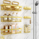 Veken Shower Caddy 6-Pack, Bathroom Organizers and Storage Shelves, Black | Advanced Rustproof Design, Large Capacity, No Drilling, Adhesive Rack with Soap Holder, Wall-Mounted Kitchen & Home Decor