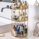 Axooms Three-Tier 360° Rotating Makeup Organizer, Large-Capacity Perfume and Skincare Storage, Yellow