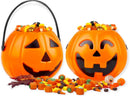 Axooms Halloween Pumpkin Bucket for Trick or Treat Candy Collection, Jack-O-Lantern Pumpkin Candy Bucket with Handle, Small Pumpkin Candy Holder for Halloween Decorations - Set of 2