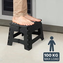 Axooms 16 Inch Heavy Duty Folding Step Stool | Non-Slip Foldable Footstool for Toddlers, Children & Adults | Portable, Lightweight Plastic Footstep w/Carrying Handle for Indoor or Outdoor (White)