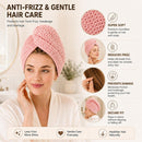 Axooms Microfibre Hair Towel Wrap, 100x60cm Grey Waffle Hair Turban, Super Absorbent Quick Dry Hair Wrap Towel, Anti-Frizz Soft Microfibre Towel for Women Girls Curly Long Thick Wet Hair