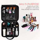 Axooms Travel Makeup Bag, Portable Cosmetics Organizer with Adjustable Dividers for Makeup Brushes, Toiletries, Jewelry and Digital Accessories, Black