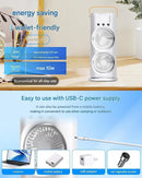Axooms 4000mAh Double-Ended Spray Fan, Cool Air, 3 New Speeds 2025, USB-C Rechargeable with LED Light Cooler, Touch & Remote Control, 280ml Water Tank, Ice Fill (White)