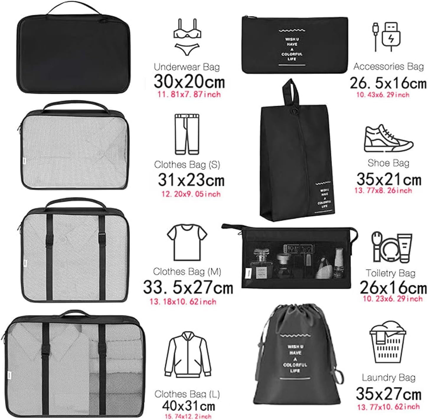 Packing Cube Set for Travel