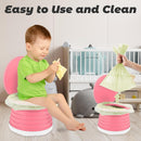 Axooms Portable Travel Potty for Toddlers, Foldable Kids Toilet for Indoor and Outdoor Use, Easy to Carry, Pink and Blue