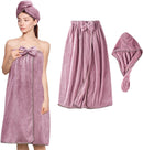 Axooms Women’s Microfiber Hair and Body Towel Wrap, Adjustable and Super Absorbent, Pink