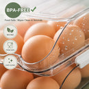 Axooms Stackable 2-Layer Egg Holder for Refrigerator – Auto-Rolling Organizer, Clear Plastic Storage with Lid, Large Capacity Egg Dispenser