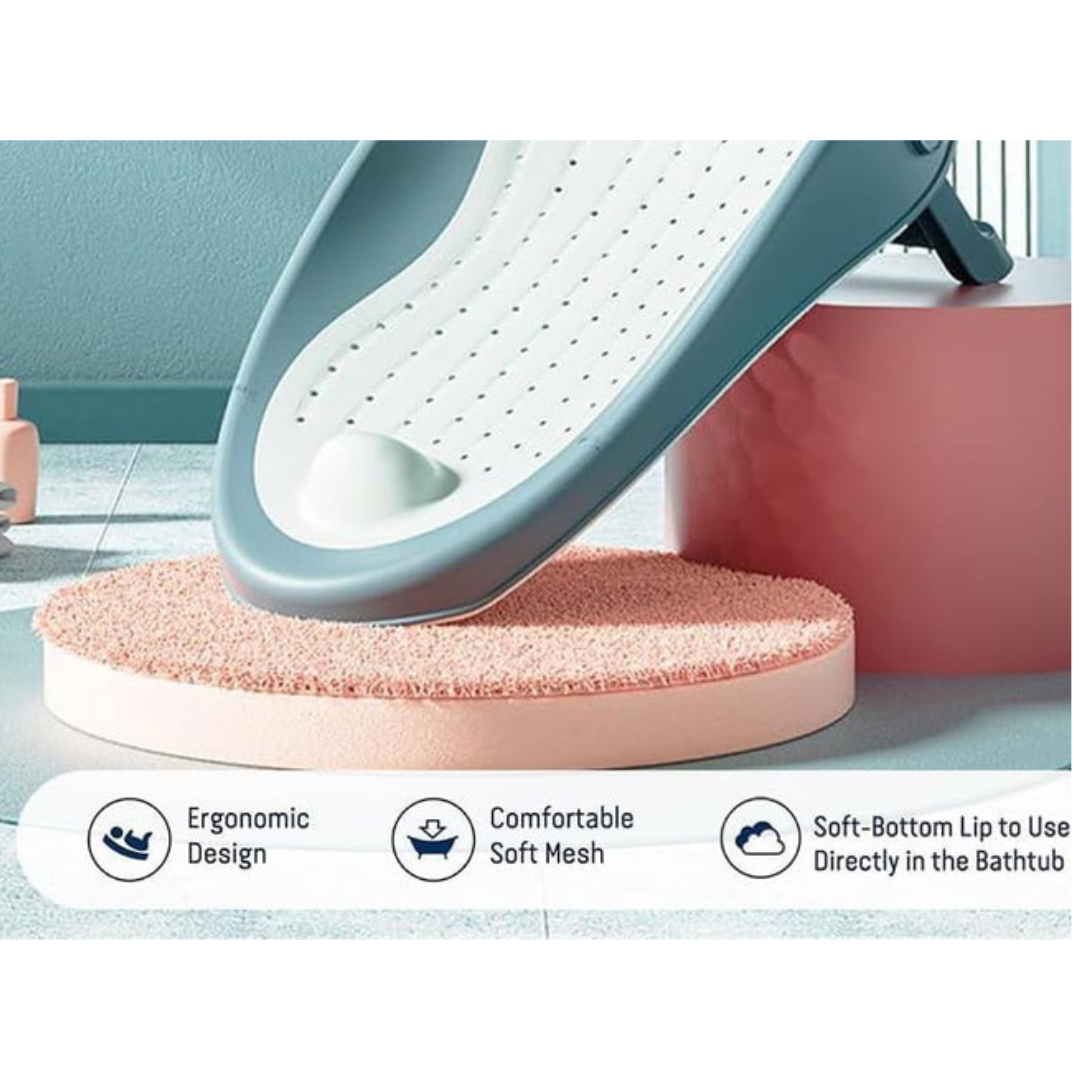 Axooms Foldable Baby Bath Seat – Non-Slip Infant Bath Support, Soft Mesh & Quick-Dry | Portable, Ergonomic (0–12 Months)