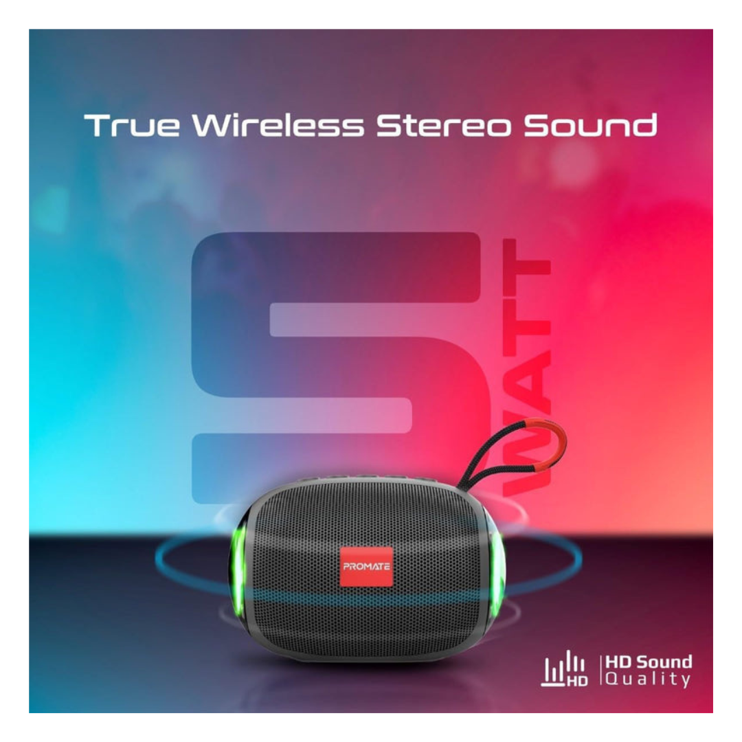 Axooms Capsule-3 Bluetooth Speaker – 5W Portable with LED Lights, TWS, BT 5.3, AUX/USB/TF Speaker