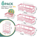 Veken Shower Caddy 6-Pack, Bathroom Organizers and Storage Shelves, Black | Advanced Rustproof Design, Large Capacity, No Drilling, Adhesive Rack with Soap Holder, Wall-Mounted Kitchen & Home Decor