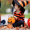 Axooms Halloween Pumpkin Buckets, Jack-O-Lantern Candy Holder with Handle, Small Pumpkin Pails for Halloween Party Gifts & Decorations, 6.6" × 5.5" (1 Piece, Orange) (Mad Orange)