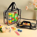 6 Packs Large Toy Storage Bags, Clear PVC Organizer Bags with Labels Board Game Storage Waterproof Reusable Toy Bag for Puzzle Building Blocks Books