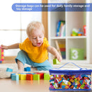 Axooms 4-Pack Clear Toy Storage Bags, 9.4 x 6.7 x 4.3 Inches, Transparent PVC Toy Organizer Bags with Zippers, Waterproof Storage for Building Blocks and Small Toys, Black