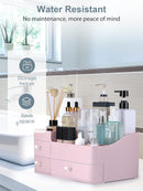 Axooms Large Countertop Makeup Organizer with Drawers for Cosmetics, Skincare, Brushes, Jewelry, and Perfume, White