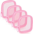 Axooms 4-Piece Mesh Makeup Bag Set, Clear Travel Cosmetic Bags with Zippers, Small Toiletry Pouches in Multiple Sizes