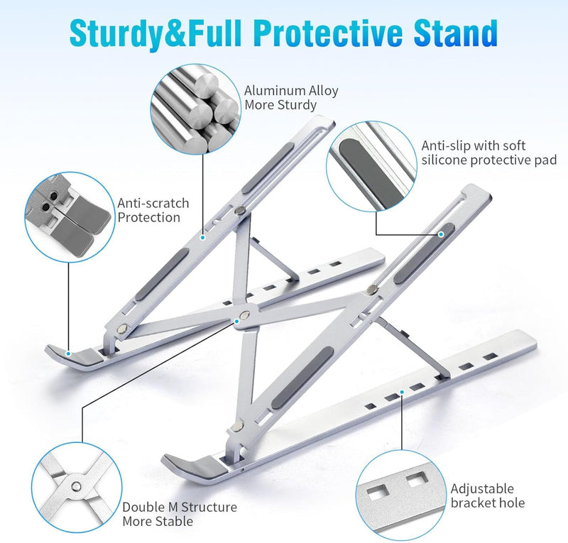 Portable Aluminum Ergonomic Laptop Riser Holder for Desk