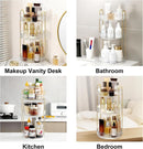 Axooms 360° Rotating Makeup Organizer for Bathroom Countertop, 3-Tier Cosmetic and Perfume Storage Shelf, Gold