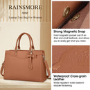 Axooms Women's 15.6-Inch Water-Resistant PU Leather Laptop Tote Bag for Work and Office