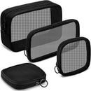Axooms 4-Piece Mesh Makeup Bag Set, Clear Travel Cosmetic Bags with Zippers, Small Toiletry Pouches in Multiple Sizes