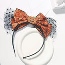 Axooms Orange Pumpkin and Spiderweb Lace Headband, Festive Halloween Hair Accessory for Women