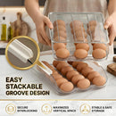 Axooms Stackable 2-Layer Egg Holder for Refrigerator – Auto-Rolling Organizer, Clear Plastic Storage with Lid, Large Capacity Egg Dispenser