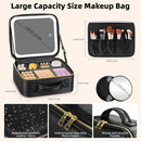 Axooms Travel Makeup Case with LED Mirror, 3 Light Modes, Adjustable Brightness and Removable Dividers