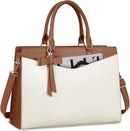 Axooms Women's 15.6-Inch Water-Resistant PU Leather Laptop Tote Bag for Work and Office