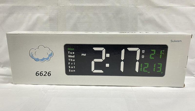 Large Digital Wall Clock with Remote Control - 16"
