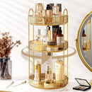 Axooms Three-Tier 360° Rotating Makeup Organizer, Large-Capacity Perfume and Skincare Storage, Yellow