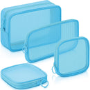 Axooms 4-Piece Mesh Makeup Bag Set, Clear Travel Cosmetic Bags with Zippers, Small Toiletry Pouches in Multiple Sizes