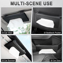 Axooms Car Tissue Box Holder, Sun Visor Mount, Luxury Faux Leather Tissue Cover, Hanging Car Tissue Holder for Rear Seat, Car Interior Accessory (Black)