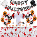 Axooms Halloween Party Decorations Set - Scary Halloween Balloons, Hanging Banner, Tablecloth, Spider & Cupcake Toppers for Kids and Adults - Perfect for Halloween Theme Parties and Festivals