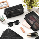 Axooms 4-Piece Mesh Makeup Bag Set, Clear Travel Cosmetic Bags with Zippers, Small Toiletry Pouches in Multiple Sizes