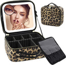 Axooms Travel Makeup Case with LED Mirror, 3 Light Modes, Adjustable Brightness and Removable Dividers