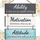 Axooms Wooden Wall Hanging Signs - Rustic Office Wall Decor, Motivational Wall Plaques with Inspirational Quotes for Wall, Bathroom & Home Decor (Fresh, Set of 3)
