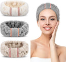 Axooms Microfiber Spa Headbands for Skincare, Face Washing and Makeup, 3-Pack (White, Gray, Khaki)