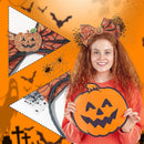 Axooms Orange Pumpkin and Spiderweb Lace Headband, Festive Halloween Hair Accessory for Women
