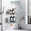 Veken Shower Caddy 6-Pack, Bathroom Organizers and Storage Shelves, Black | Advanced Rustproof Design, Large Capacity, No Drilling, Adhesive Rack with Soap Holder, Wall-Mounted Kitchen & Home Decor