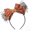 Axooms Orange Pumpkin and Spiderweb Lace Headband, Festive Halloween Hair Accessory for Women