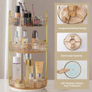 Axooms Three-Tier 360° Rotating Makeup Organizer, Large-Capacity Perfume and Skincare Storage, Yellow
