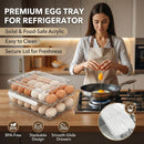 Axooms Stackable 2-Layer Egg Holder for Refrigerator – Auto-Rolling Organizer, Clear Plastic Storage with Lid, Large Capacity Egg Dispenser