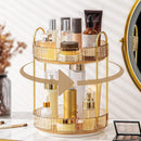 Axooms 360° Rotating Makeup Organizer for Bathroom Countertop, 3-Tier Cosmetic and Perfume Storage Shelf, Gold