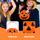 Axooms Halloween Pumpkin Buckets, Jack-O-Lantern Candy Holder with Handle, Small Pumpkin Pails for Halloween Party Gifts & Decorations, 6.6" × 5.5" (1 Piece, Orange) (Mad Orange)