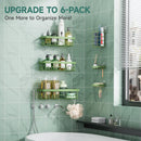 Veken Shower Caddy 6-Pack, Bathroom Organizers and Storage Shelves, Black | Advanced Rustproof Design, Large Capacity, No Drilling, Adhesive Rack with Soap Holder, Wall-Mounted Kitchen & Home Decor