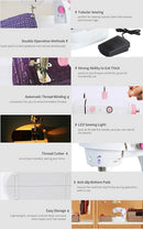 Axooms Adjustable Mini Sewing Machine with Dual Speed, Double Thread, Portable Electric Multi-Function with LED Lights & Foot Pedal for Home Use, Travel, Beginners & DIY Face Masks