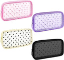 Axooms 4-Piece Small Nylon Mesh Zipper Bag Set, Multipurpose Cosmetic Pouches for Travel, Office Supplies and Travel Accessories, Black, Size S