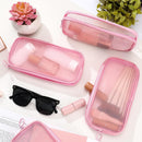 Axooms 4-Piece Mesh Makeup Bag Set, Clear Travel Cosmetic Bags with Zippers, Small Toiletry Pouches in Multiple Sizes
