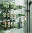 Veken Shower Caddy 6-Pack, Bathroom Organizers and Storage Shelves, Black | Advanced Rustproof Design, Large Capacity, No Drilling, Adhesive Rack with Soap Holder, Wall-Mounted Kitchen & Home Decor